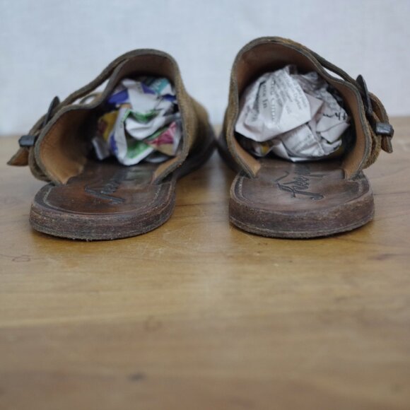 Free People Pre Distressed Double Buckle Leather Sandals Size 39 - Picture 4 of 11